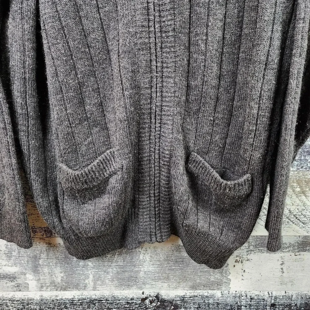 Northern Isles Mens XXL Charcoal Gray Ribbed Full Zip Cardigan Sweater Knit Pokt